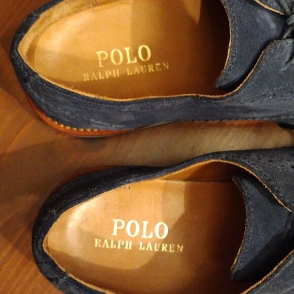 Polo Ralph Lauren "Johnsly' Blue Suede Brogue Wingtip Oxfords, Size 9.5 D - Picture 8 of 10